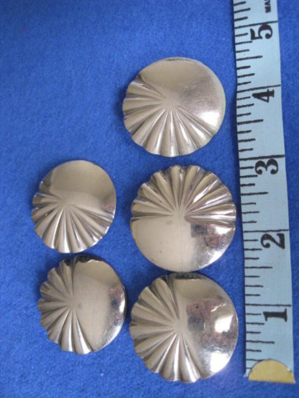 5 Silver Tone Matching Buttons 1.5" Vintage Eye Hook Shank